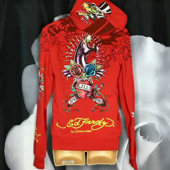 Ed Hardy Sweaters - Ed Hardy By Christian Audigier Japan Wolf Hoodie